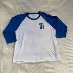 Ink Addict Blue and White Raglan Tee